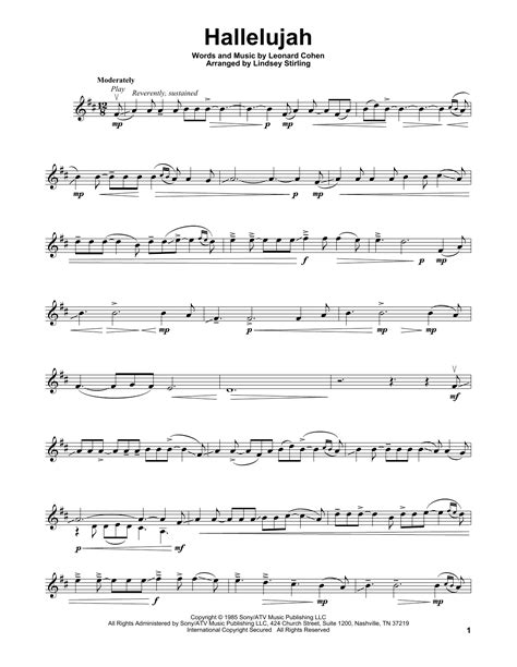 violin hallelujah sheet music|hallelujah lindsey stirling sheet music.